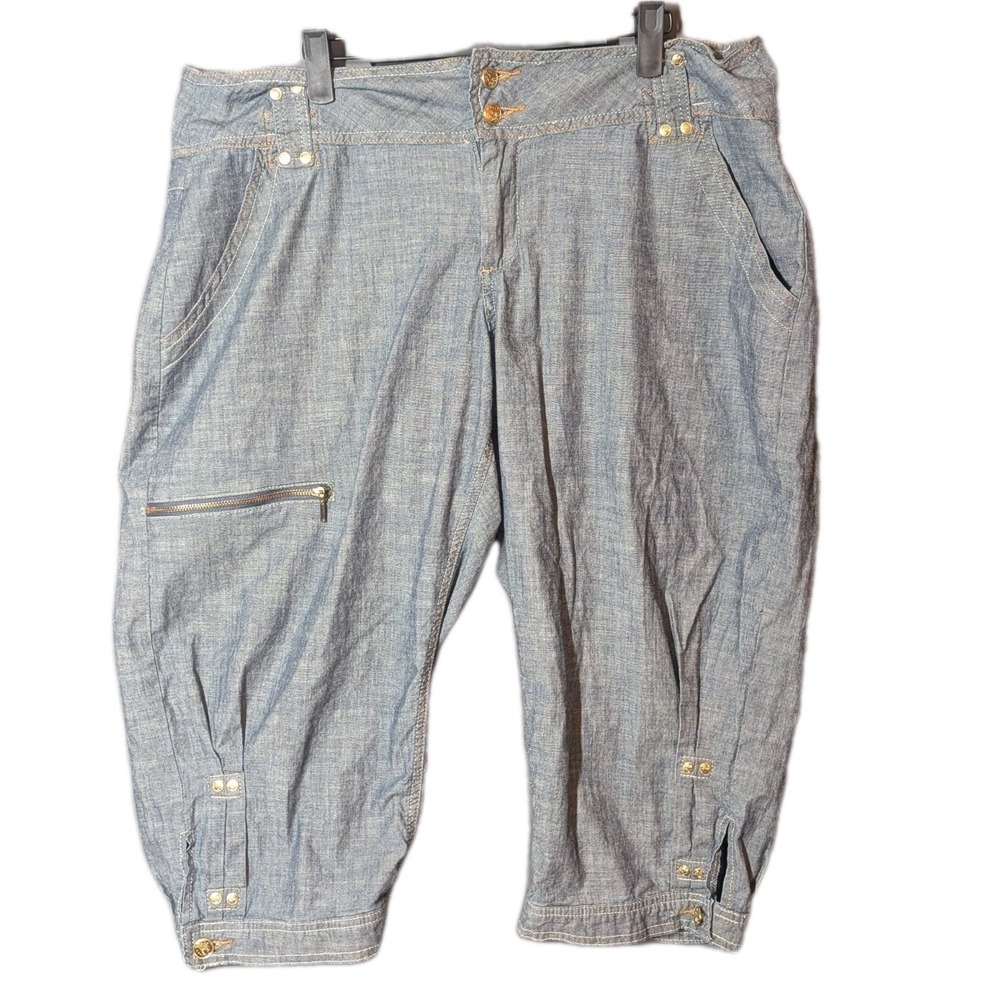VTG Apple Bottoms Denim Crop Pants‎ 17/18 Gold Studs Y2K Bling Zip Pocket